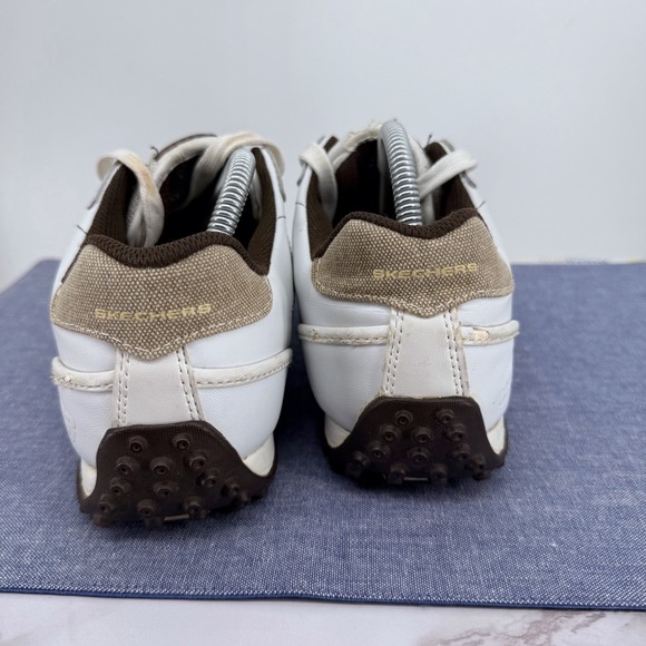 Skechers Urbantrack Forward Men 10 Whte Leather Sneakers 50661 Retro Driving - Picture 5 of 12